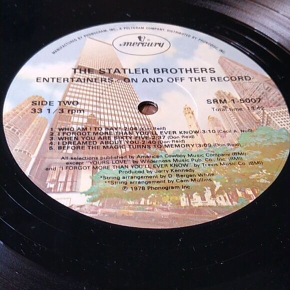 The Statler Bros Vinyl Record On and Off The Record - Picture 9 of 9